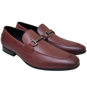 Alfani Men Slip On Textured Penny Loafers Otis Size US 11M Bordeaux Red